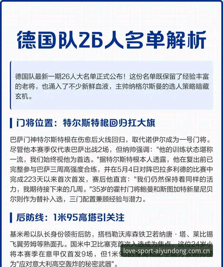 爱体育最新版下载攻略 德国队26人世界杯名单最新动态:诺伊尔时隔两年回归,18岁新星卡尔入围